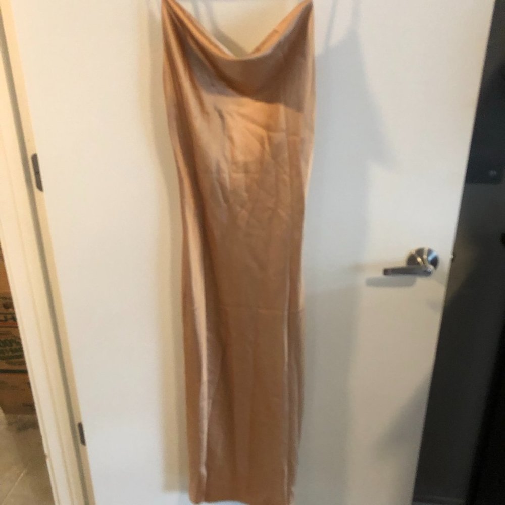Gold Midi Satin Dress